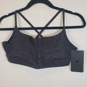 NWT Fabletics Heatherflex Strappy Bra Racerback Black Heather Sz M $44.95